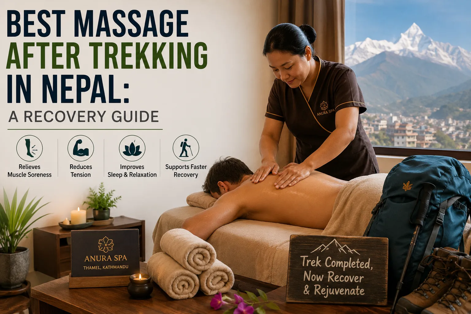 Best massage after trekking in Nepal at Anura Spa for post-trek recovery and muscle relaxation.