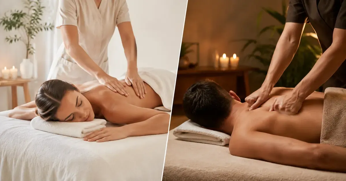Swedish massage vs deep tissue massage comparison showing two spa treatment styles and their differences